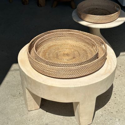 Shopping baskets - Trio of Indonesian artisanal wicker baskets in natural wicker (light) - OFFICE OBJETS