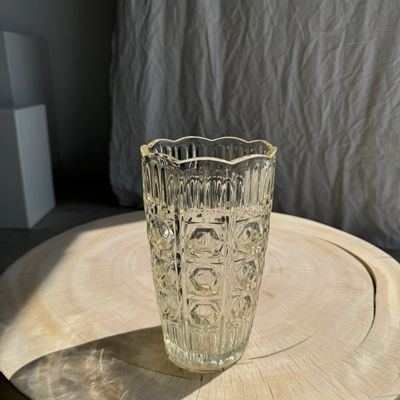 Vases - Italian molded glass vase with geometric patterns H23 - OFFICE OBJETS