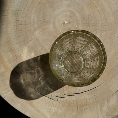 Vases - Italian molded glass vase with geometric patterns H23 - OFFICE OBJETS