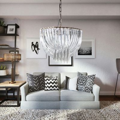 Ceiling lights - Ares Crystal Vintage Glass Chandelier - Art Deco Style, Handmade - BOTTEGA VENEZIANA