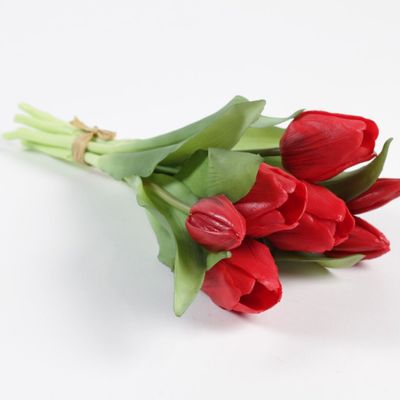 Décorations florales - Botte de 7 tulipes artificielles rouges H32cm Botte de 7 tulipes arti - LE COMPTOIR.COM