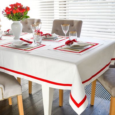 Linge de table textile - Nappe de table Red Stripes - ROSEBERRY HOME