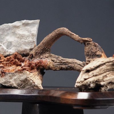 Unique pieces - Wood and Rock Sculpture - Landscape Branch - MÙ STUDIO