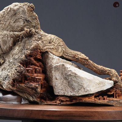 Unique pieces - Wood sculpture wrapped in stone - MÙ STUDIO