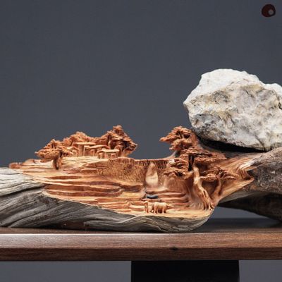 Unique pieces - I / Landscape / No. 29 / Sculpture / Wood / Stone / Hand Carved - MÙ STUDIO