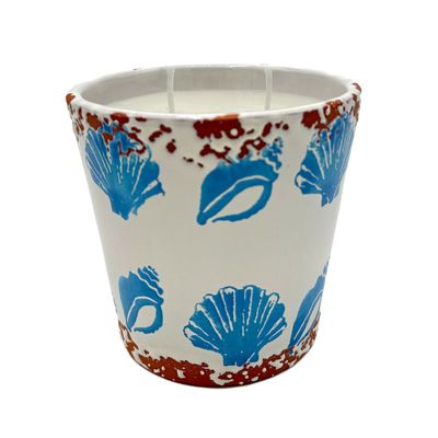 Decorative objects - blue shells ceramic scented candle size L - WAX DESIGN - BARCELONA