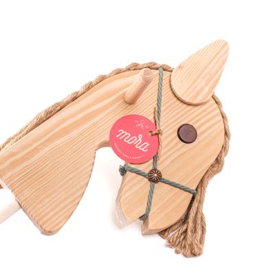 Toys - Wooden broom horse RUSTIC - MORA-PLAY