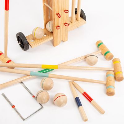 Jouets enfants - Jeu de croquet sur chariot en bois - 6 joueurs - MORA-PLAY