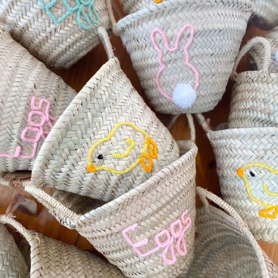 Children's party decorations - Personalized Easter Basket - Hand Embroidered, Unique for You - ORIGINAL MARRAKECH