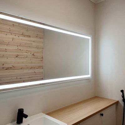 Bathroom mirrors - LED Mirror, 4 Light Strips (120x70cm) - SCANDINAVIAN GLASSFACTORY