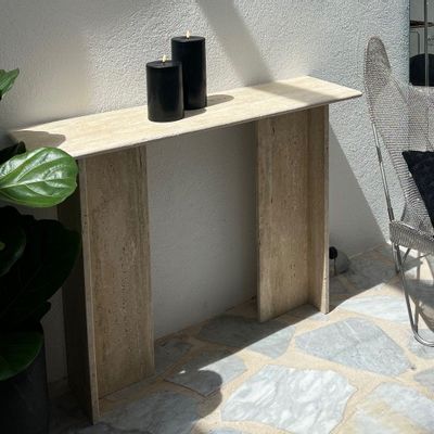 Console table - travertine console design console in travertine marble - GIPSY HOME