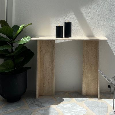 Console table - travertine console design console in travertine marble - GIPSY HOME