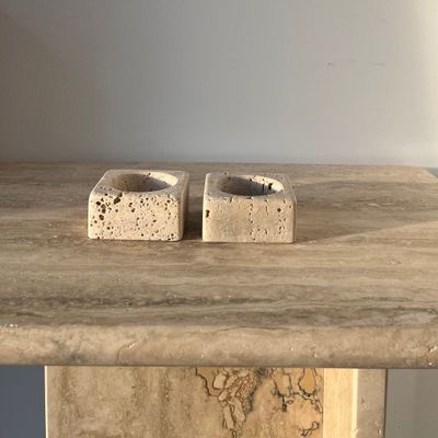 Objets de décoration - Bougeoir en pierre travertin bougie en travertin photophore - GIPSY HOME