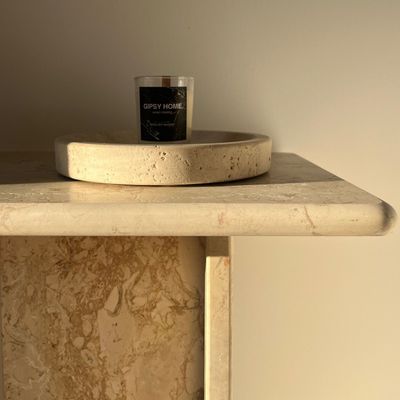 Plateaux - plateau en travertin rond plateau décoratif marbre travertin hôtel - GIPSY HOME