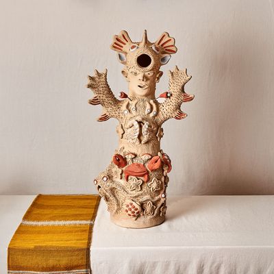 Ceramic - Marine Guardian Sculpture in Painted Clay - HUAKAL