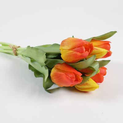 Objets de décoration - Bouteille de 7 tulipes artificielles orange H32cm - LE COMPTOIR.COM