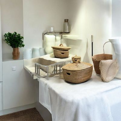 Storage boxes - Elongated laundry Basket Set of 3 –Handwoven Storage Baskets with Lids - MAISON ZOE