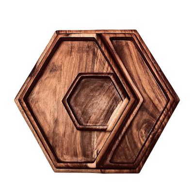 Platter and bowls - Cater Snack Tray – Handmade Sheesham Wood Tray with Four Containers - MAISON ZOE