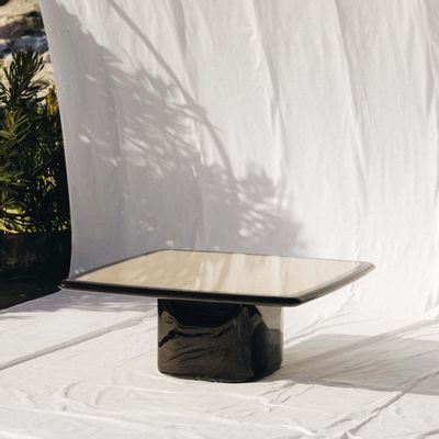 Coffee tables - Bossa Square Coffee Table in HG Mahogany Wood and Cane Top - DUISTT