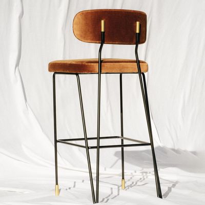 Tabourets pour collectivités - Tabouret de Bar Apollo Structure en Fer Laqué Noir avec Détails en Laiton Brossé - DUISTT