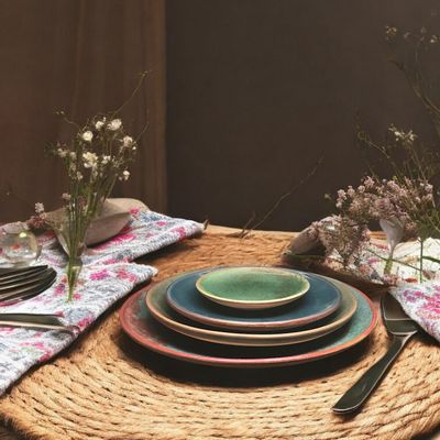 Formal plates - Luisa Set of 4 – Handmade Ceramic Plates with Turquoise/Lilac Glaze - MAISON ZOE