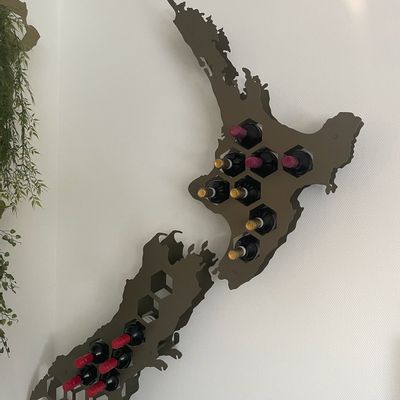 Wine accessories - Steel Wall Wine Rack — New Zealand Map Design - INCREDIBLE DESIGNS