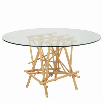 Dining Tables - MIKADO rattan round dining table dia 135 - KOK MAISON