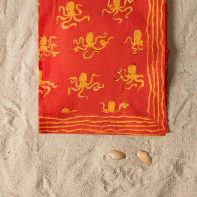 Sarongs - Red Octopus Beach Throw - KORES ACCESSORIES