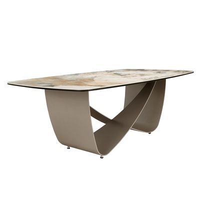 Coffee tables - Oval coffee table with porcelain marble and taupe metallic steel barre - ANGEL CERDÁ