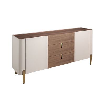 Sideboards - Sideboard walnut, beige, gilded polished steel and walnut top - ANGEL CERDÁ