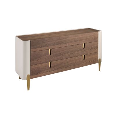 Chests of drawers - Chest of drawers beige wood, golden polished steel and walnut top - ANGEL CERDÁ