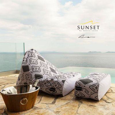 Tissus pour extérieurs - TABOURET BEAN BAG SUNSET PRINT - POUFOMANIA