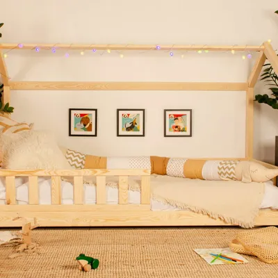 Beds - Wooden Montessori House Bed. Children’s House Bed. Scandinavian Style. - WELLDONE® DOBRE RZECZY