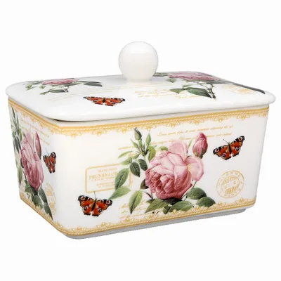 Platter and bowls - butter dish redoute rose - KARENA INTERNATIONAL