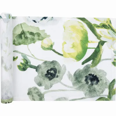 Nappes - Freesia Tapis de couloir demi-lin vert 45x160 cm - PENTIK