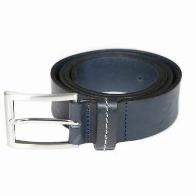 Leather goods - Navy blue OSVALD leather belt - MONSIEUR CHARLI