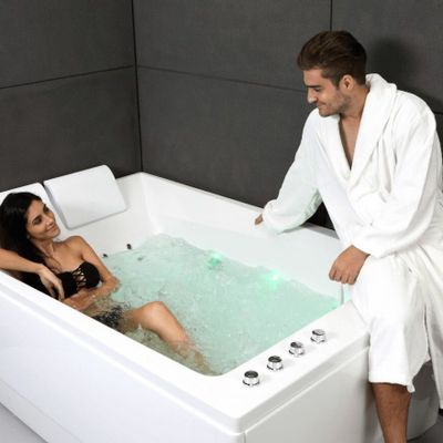 Bathtubs - Whirlpool Bathtub for 2 People KENSHO DUO Wave L. 180 x W. 120 x H. 68 - SPALINA