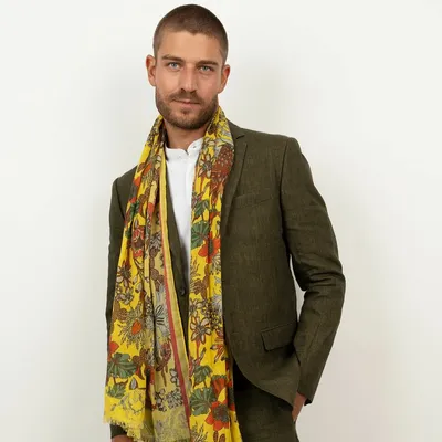 Scarves - FLORIAN yellow cotton scarf - MONSIEUR CHARLI