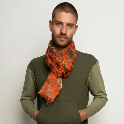 Scarves - FLORIAN orange cotton scarf - MONSIEUR CHARLI