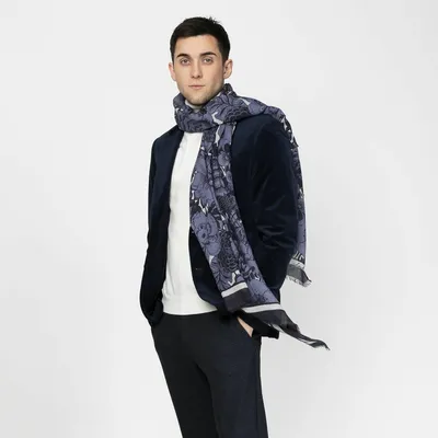 Scarves - GENZO printed wool blend scarf - MONSIEUR CHARLI