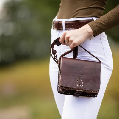 Leather goods - Small Square Leather Saddle Bag - BERBER LEATHER