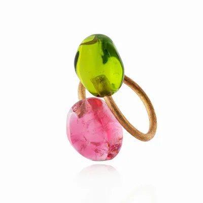 Jewelry - Handmade 22 carat gold-plated Murano glass double ring Chania - CHAMA NAVARRO