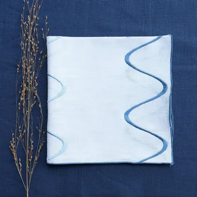 Linge de table textile - Serviette en lin | ONDA Bleu - GIARDINO SEGRETO