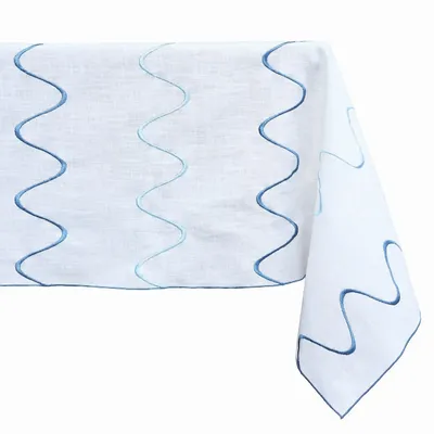 Linge de table textile - Nappe en lin | ONDA Bleu - GIARDINO SEGRETO