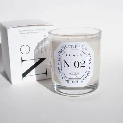 Candles - Scented Candle 180g N°02 - Cotton Flower - LUMEN • MAISON DE PARFUMS D'INTÉRIEUR