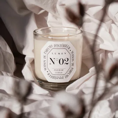 Candles - Scented Candle 180g N°02 - Cotton Flower - LUMEN • MAISON DE PARFUMS D'INTÉRIEUR