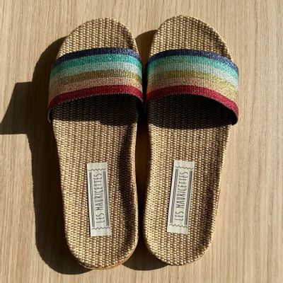 Loungewear - LES MAURICETTES by Gigi, ultra light lurex flip-flops - LES MAURICETTES