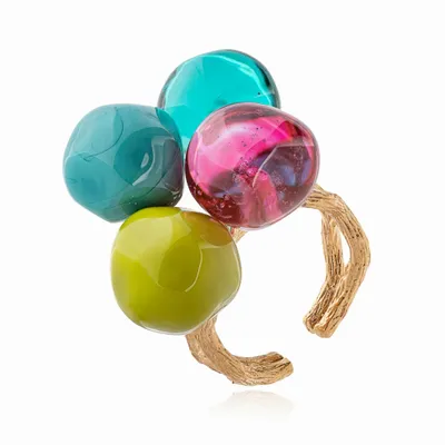 Gifts - Gold plated ring Murano glass artisan Chania collection - CHAMA NAVARRO