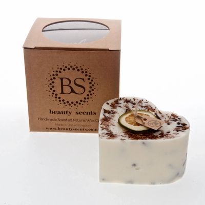 Bougies - Grande bougie parfumée en cire de soja en forme de cœur avec cannelle râpée, boîte de 6, orange et cannelle - BEAUTY SCENTS CANDLES