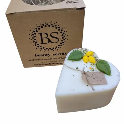 Candles - Small Heart Candles With Lemon, box of 6, Verbena - BEAUTY SCENTS CANDLES